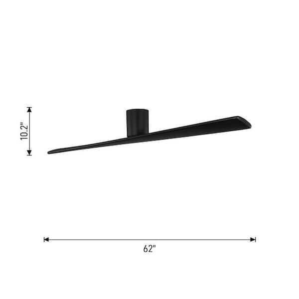 Generation Lighting - Fan Plank 62 in. Smart Midnight Black Modern Flush Mount Standard Ceiling Fan with Remote