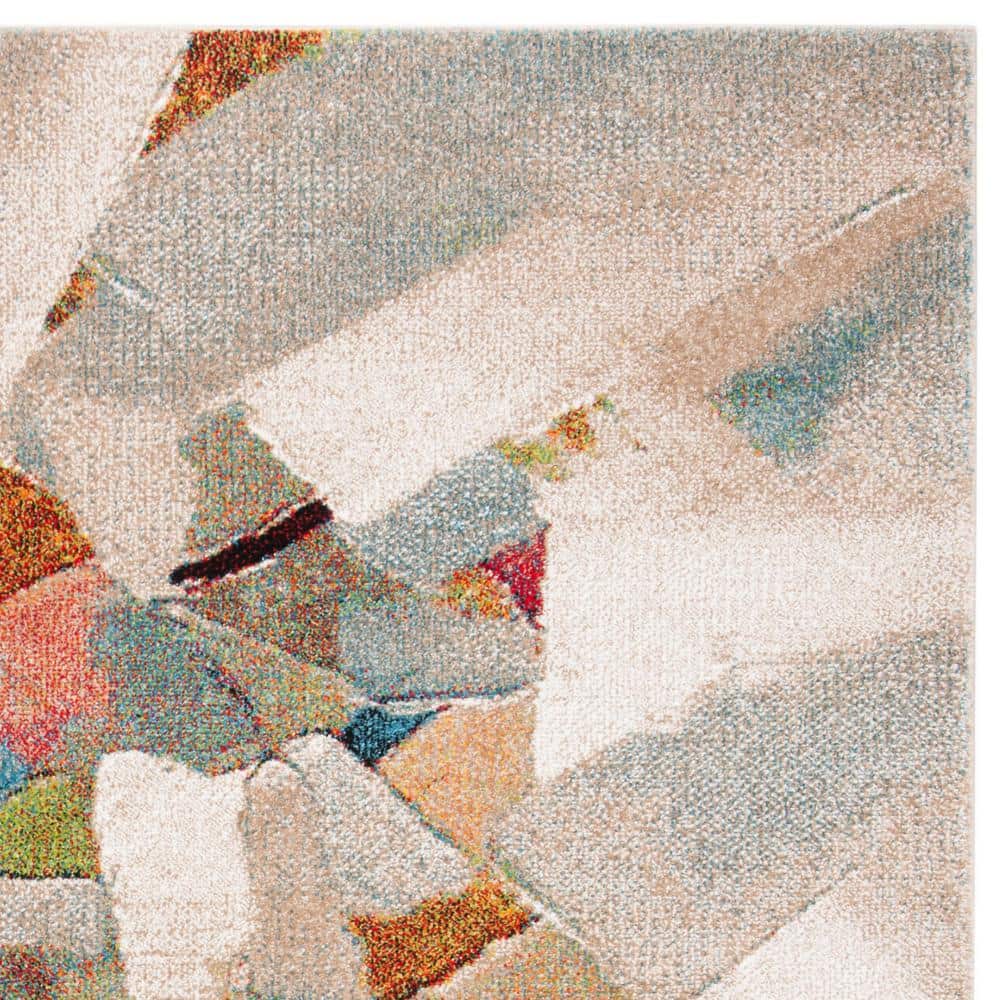 Porcello 6'7" Square Gray and Multicolor Abstract Area Rug