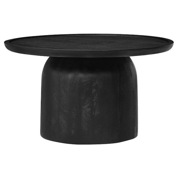 Modway Holloway 30 Inch Round Mango Wood Coffee Table in Black