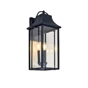 21.25 in. Black Outdoor Hardwired Wall Lantern Sconce with No Bulbs Included