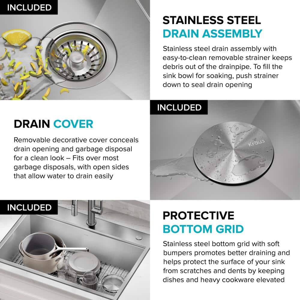 Kore 28-Inch Stainless Steel Drop-In Farmhouse Kitchen Sink