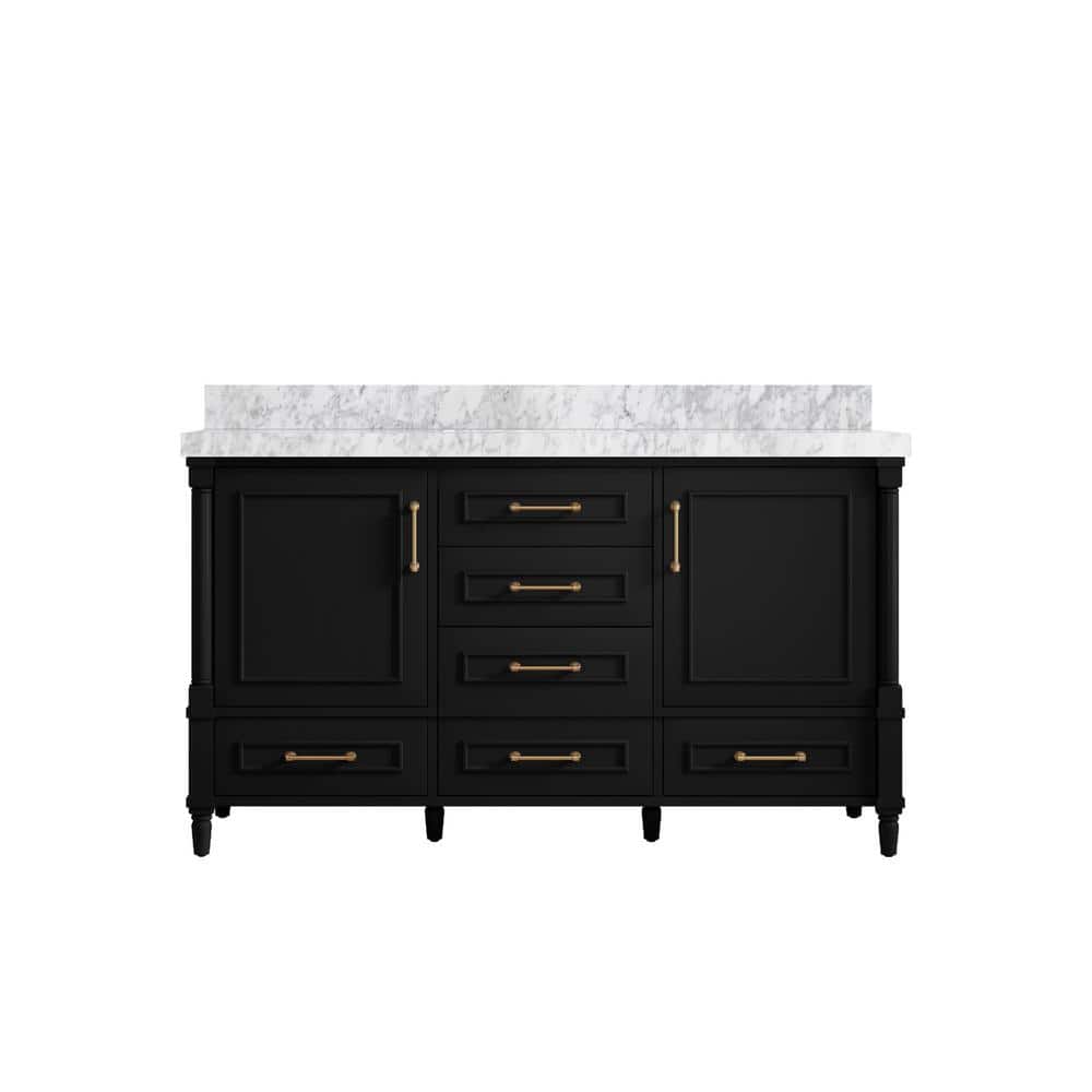 Hudson 60 in. W x 22 in. D x 36 in. H Single Sink Bath Vanity in Black with 2 in. Carrara Marble Top price history on PriceWatchPro