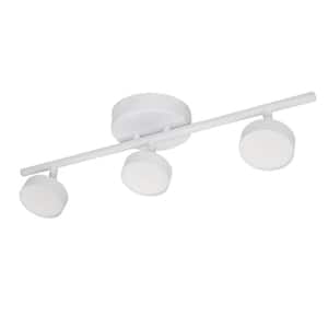 20 in. White 3 Head Track Light Adjustable Heads Integrated LED Flush Mount 1650 Lumens Warm White to Daylight