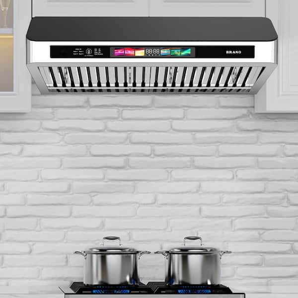 30 in. Under Cabinet Range Hood with Voice/Gesture/Touch Control, 900 CFM Kitchen Hood Vent, 4-Speed Exhaust Fan
