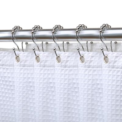 Weaverbird Shower Curtain Rings Hooks Stainless Steel Rust-Resistant Double Glide Decorative Hook Ring for Bathroom Rods Curtains Set of 12 Polished Chrome 