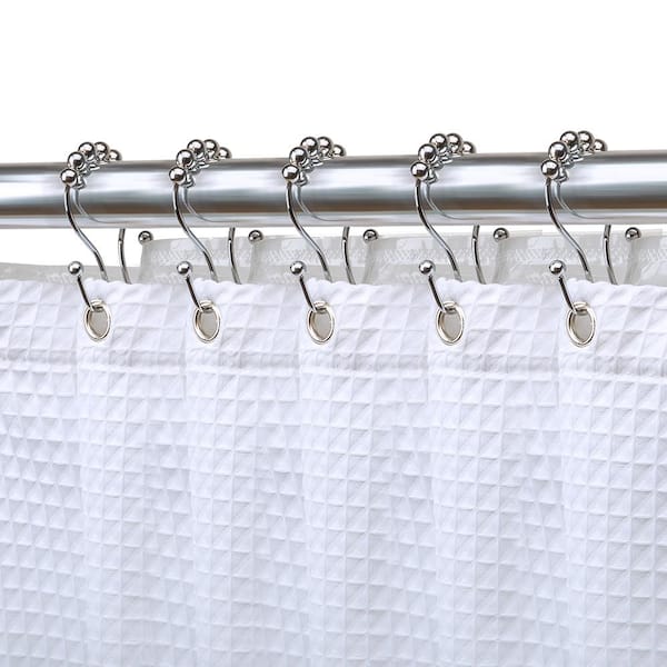 New Version Rings for Bathroom Set of 12 Shower Curtain Hooks Rust-Resistant Metal Double Roller Glide Oil Rubbed Bronze
