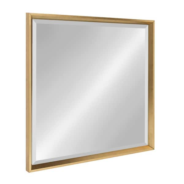 Kate and Laurel Calter 26 in. W x 26 in. H Framed Square Beveled Edge Bathroom Vanity Mirror in Gold