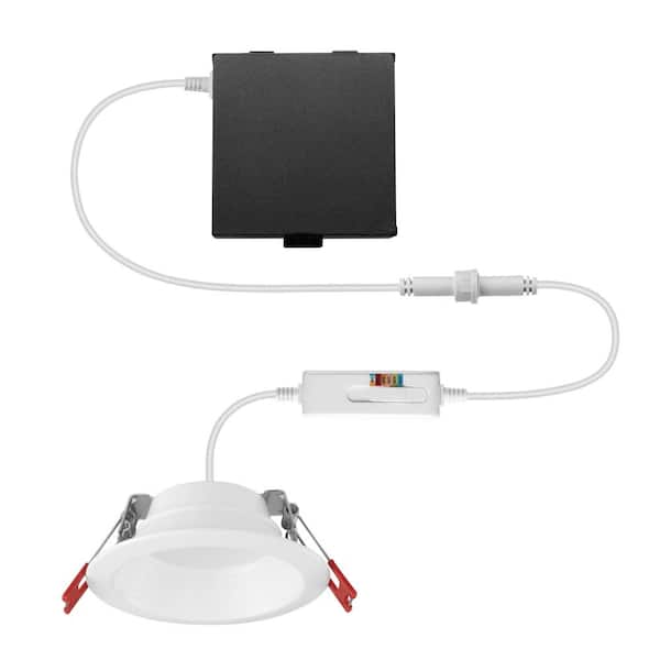 Commercial Electric Ultra Baffle Integrated LED 4 in Round Adj Color Temp Canless Recessed Light for Kitchen Bath Living rooms, White