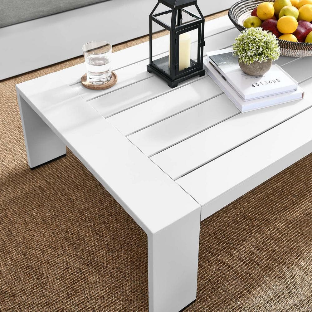 Tahoe White Powder-Coated Aluminum Outdoor Patio Coffee Table