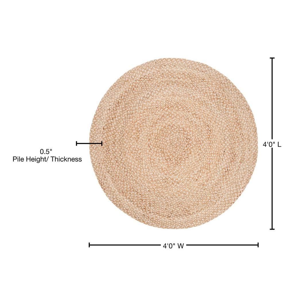Ivory Bliss Hand-Knotted Round Natural Fiber Rug, 4' Diameter