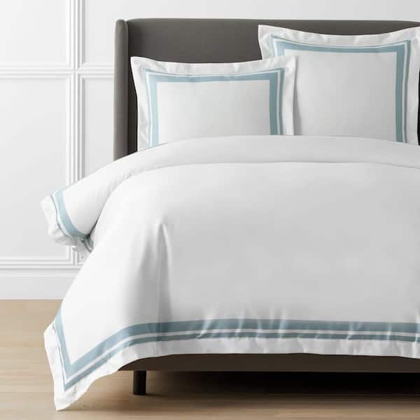 The Company Store Legends Hotel Supima Double Border Cloud Queen Wrinkle-Free Sateen Duvet Cover