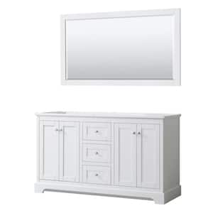 Avery 59.25 in. W x 21.75 in. D x 34.25 in. H Double Bath Vanity Cabinet without Top in White with 58 in. Mirror