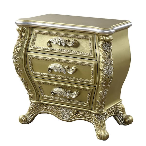 Acme Furniture Cabriole Gold Finish 3 - Drawer 20 in. W Nightstand