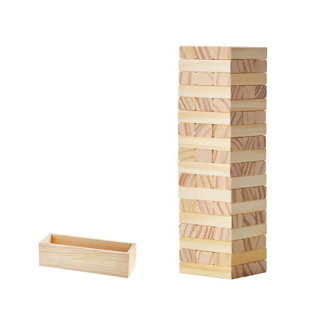 Tumbling Timber Toy 54 Blocks Tumble Tower Blocks Game Pine Wood Tumbling Tower Game with Storage Crate price history on PriceWatchPro