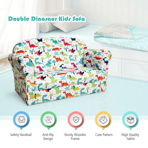Kids Sofa Children Armrest Chair with Dinosaur Pattern Toddler Furniture with 