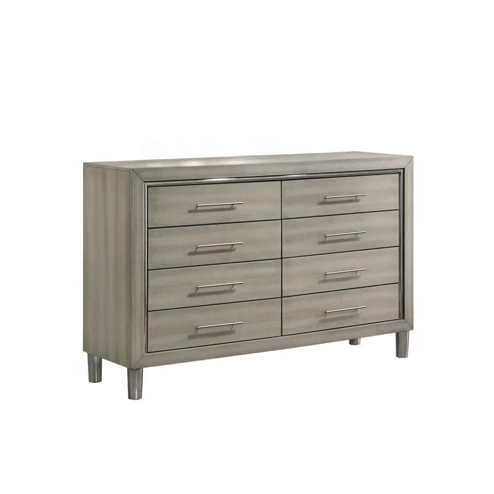 New Classic Furniture Lennox Wood Modern 8-Drawer Dresser in Gray