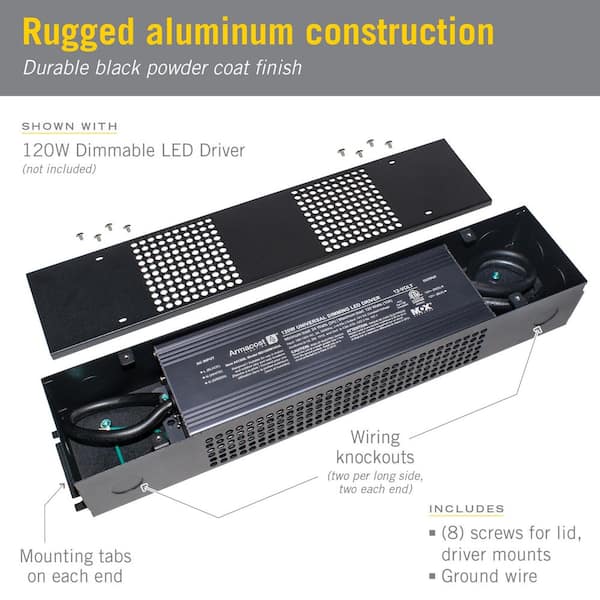 Armacost Lighting 1.3 ft. Large Power Supply Enclosure-Black