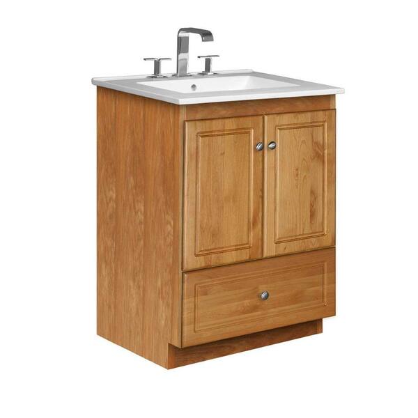 Simplicity by Strasser Ultraline 25 in. W x 22 in. D x 35 in. H Vanity in Natural Alder with Ceramic Vanity Top in White