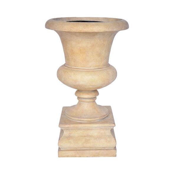 MPG 16.25 in. x 26.5 in. Cast Stone Padua Urn and Pedestal in Aged Ivory