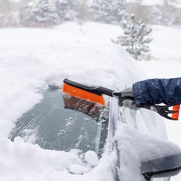 Snow Moover 24 in. Compact Snow Brush with Ice Scraper for Car Windshield