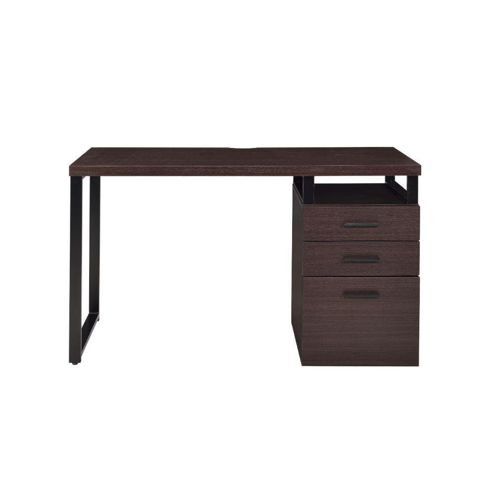Benjara 21.65 in. Rectangular Brown and Black Wood 3 Drawers Writing