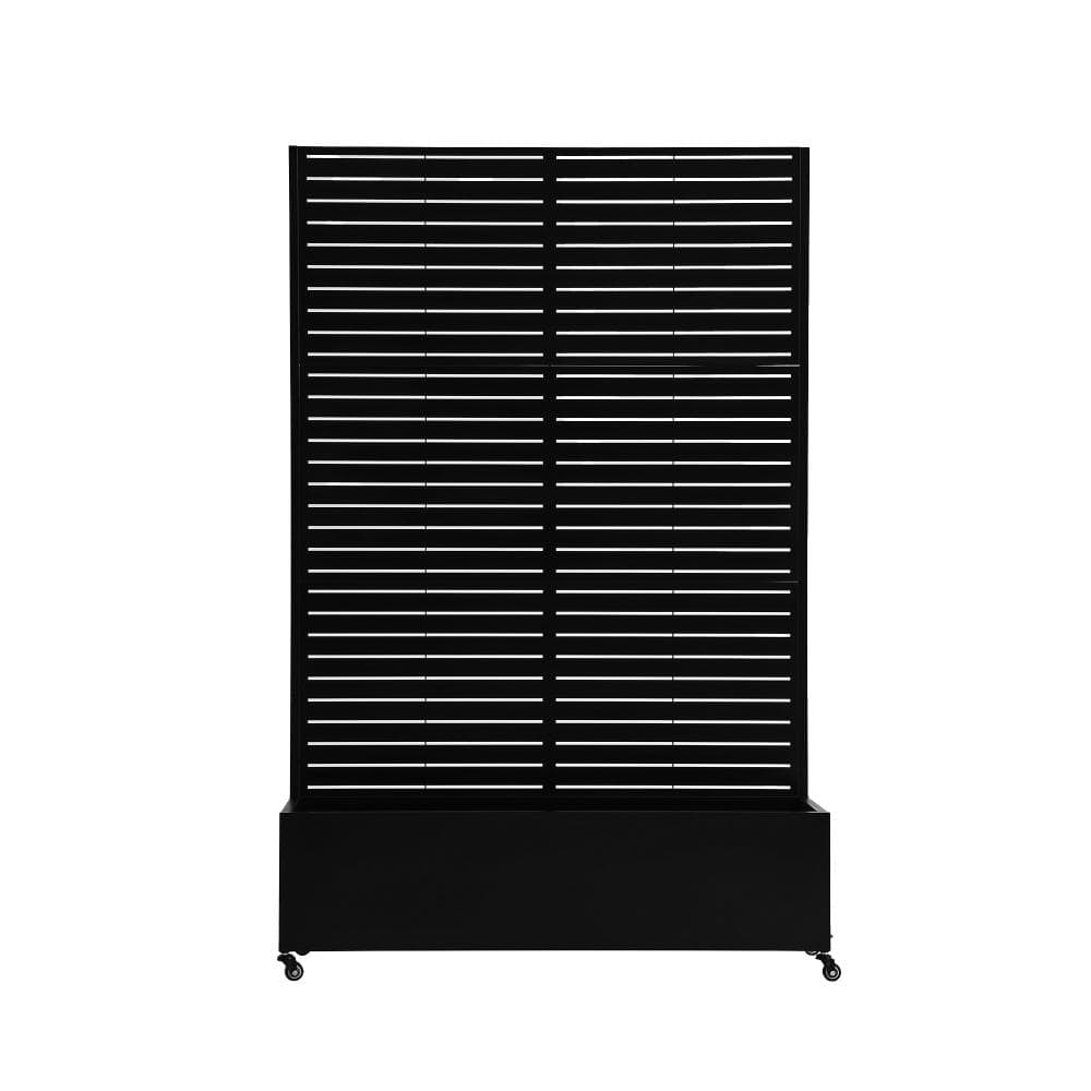 70.8 in. H × 47.2 in. W Black Privacy Metal Garden Fence Screen Panels with Planter Box and Lockable Wheels price history on PriceWatchPro