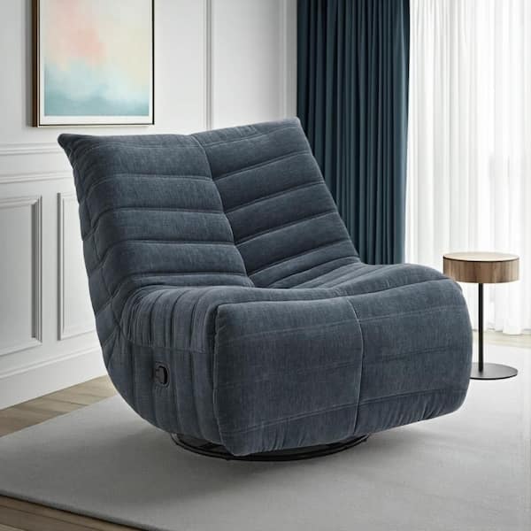 Benjara Taon Gray Fabric Glider Recliner Chair with Tufted Cushioned