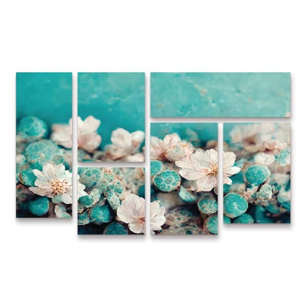 Tree Child Turquoise Buds 6-Piece Panel Set Unframed Photography Wall Art 28 in. x 47 in.
