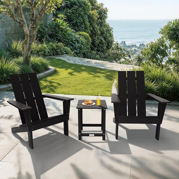 LuXeo Arcadia Black 3-Piece Plastic Patio Conversation Set