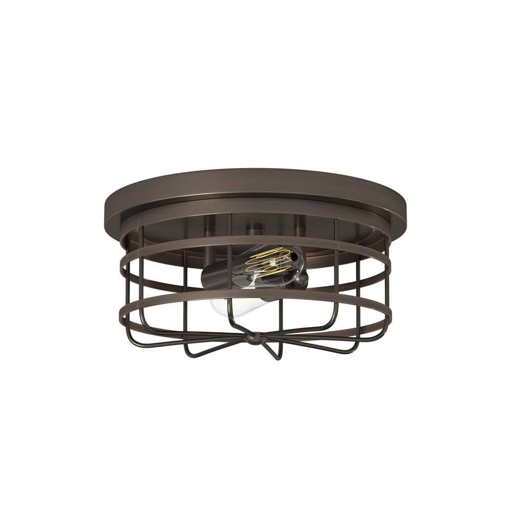 Bronze and Clear Glass Drum Flushmount Ceiling Light