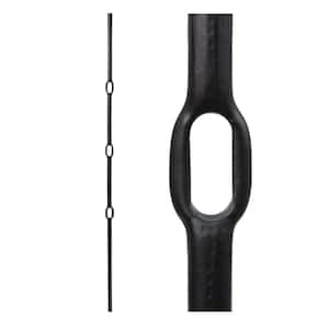 Satin Black 3.1.2 Round Hammered Three Ring Solid Iron Baluster for Staircase Remodel