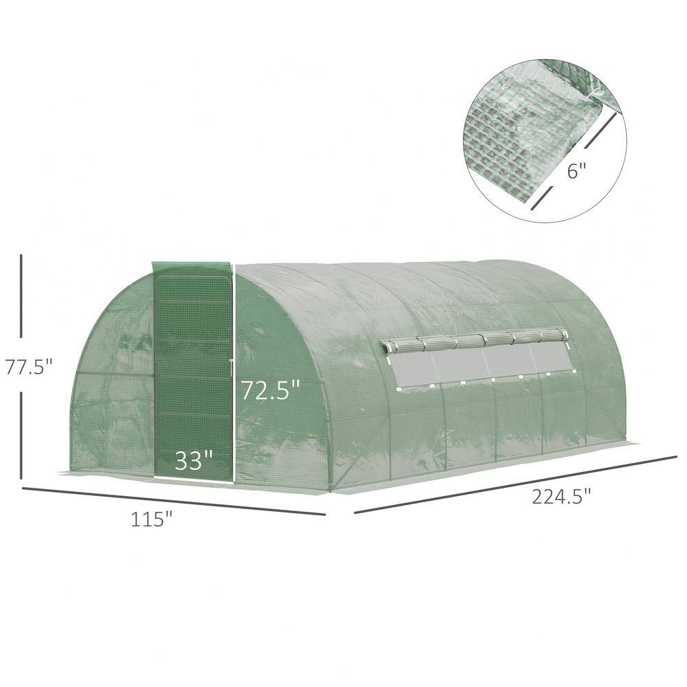 Large Green Walk-In Tunnel Greenhouse with Galvanized Steel Frame
