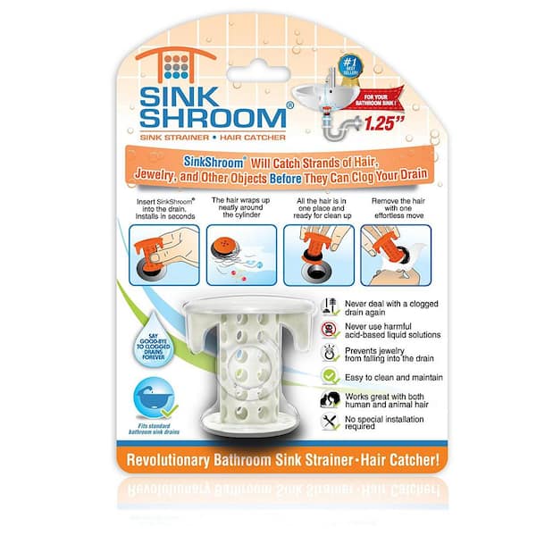 TubShroom Easy-Clean Bathtub Hair Catcher/Sink Strainer, White, for 1.5-in  Drain