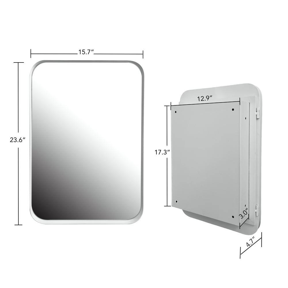 White Metal Medicine Cabinet with Mirror and Adjustable Shelves