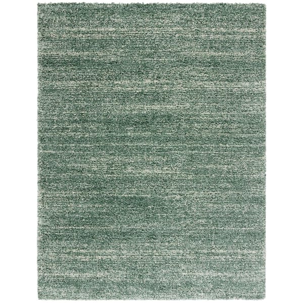 Hudson Shag 9 ft. x 12 ft. Green/Ivory Solid Marle Area Rug