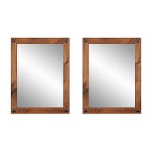 31 in. x 24 in. Farmhouse Rectangle Solid Wood Framed Walnut Decorative ...