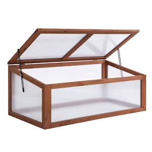 39 in. x 26 in. x 16 in. Brown Wooden Framed Greenhouse Grow House Outdoor Raised Planter Box Protection, PC Board