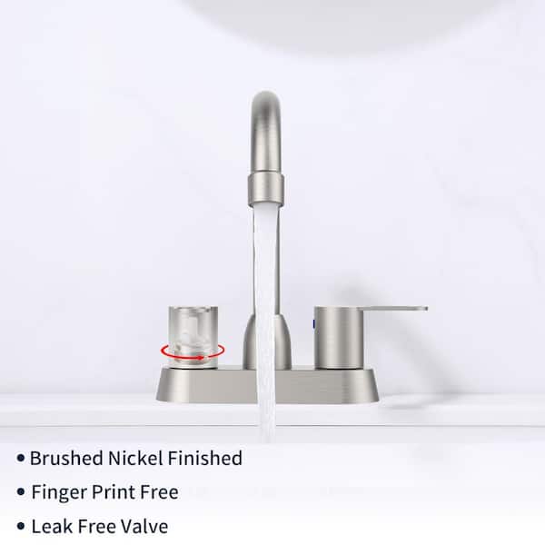 Fapully 4 in. Centerset 2-Handle Bathroom Faucet in SpotShield Brushed Nickel FN-0024N