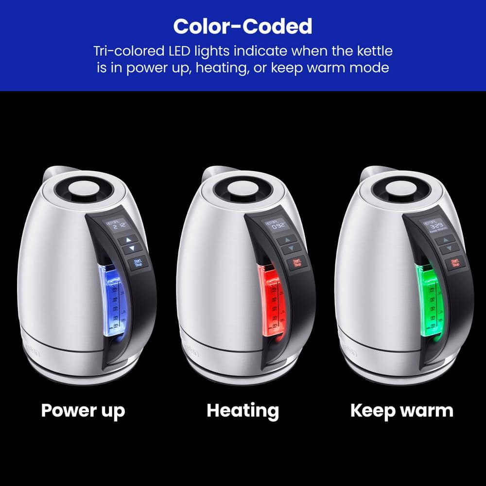 Chefman 1.8 Liter Stainless Steel Electric Kettle with LED Lights