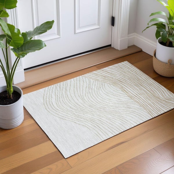 Chantille Machine Washable Indoor/Outdoor Abstract ACN2350 Ivory 2 ft. x 3 ft. Accent Rug