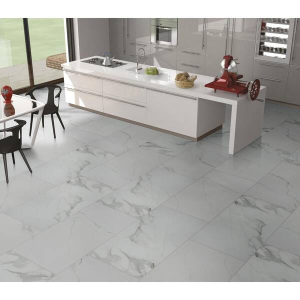 MSI Carrara 24 in. x 48 in. Polished Porcelain Floor and Wall Tile (16 sq.  ft./Case) NHDCAR2448P