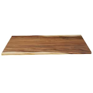 6 ft. L x 39 in. D Finished Saman Solid Wood Butcher Block Island Countertop in with Live Edge
