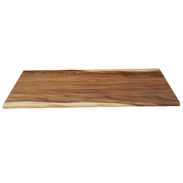 Hampton Bay 6 ft. L x 39 in. D Finished Saman Solid Wood Butcher Block Island Countertop in with Live Edge