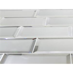 Reflections Beveled Subway 3 in. x 12 in. Frosted Glass DecorativeTile  (14 sq. ft.)