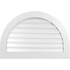 38 in. x 26 in. Round Top Surface Mount PVC Gable Vent: Functional with Standard Frame