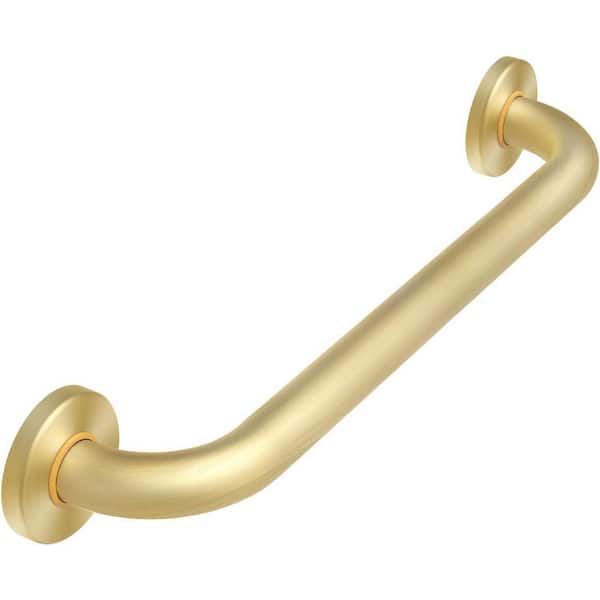 18 Inch x 1.26 Inch Concealed Screw Grab Bar Stainless Steel Shower Handle Anti Slip Brass Finish