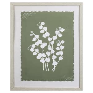 Victoria Moss Green and White Botanical Flowers 2 by Unknown Wooden Wall Art