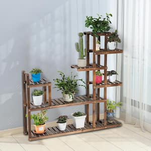 47.5 in. Indoor/Outdoor Carbon Baking Wood Plant Stand (7-tiered)