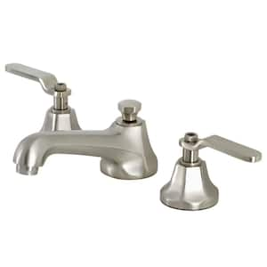 Whitaker 8 in. Widespread 2-Handle Bathroom Faucets with Brass Pop-Up in Brushed Nickel