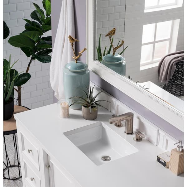 94 de Soto Double Bathroom Vanity with Makeup Counter, Bright White